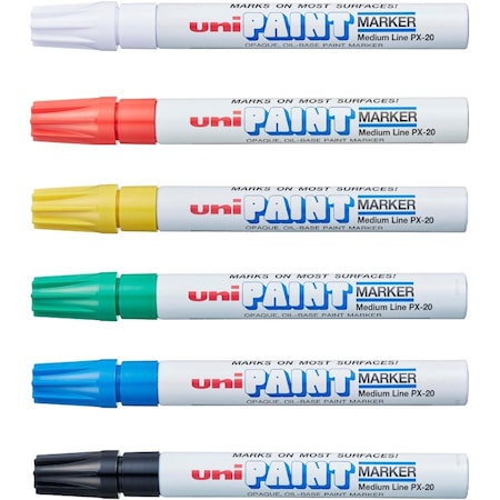 Uni-Ball Marker, Oil-Based, Acid-free, Medium Point, 6/ST, Assorted PK UBC63630